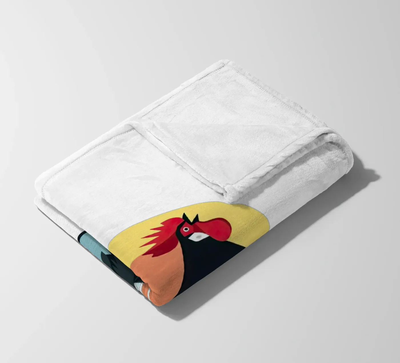 rooster crowing fleece blanket by Minimalist vector art