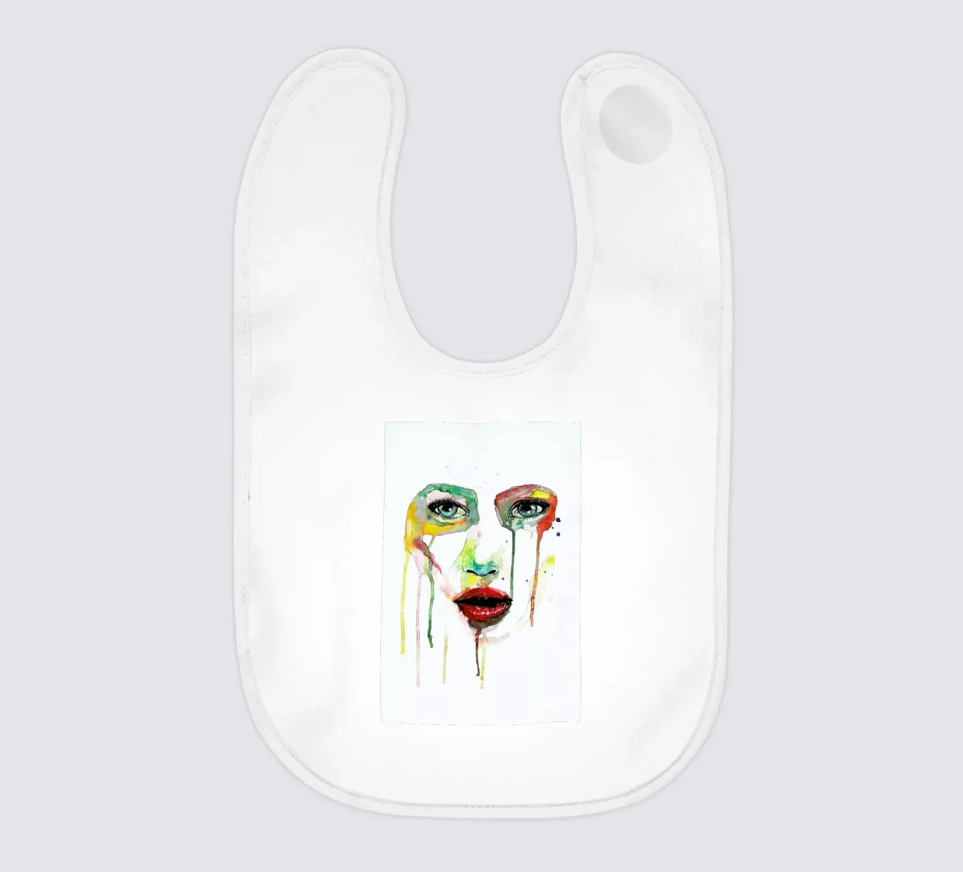 Crying Green baby bib by Mathilde Olsen