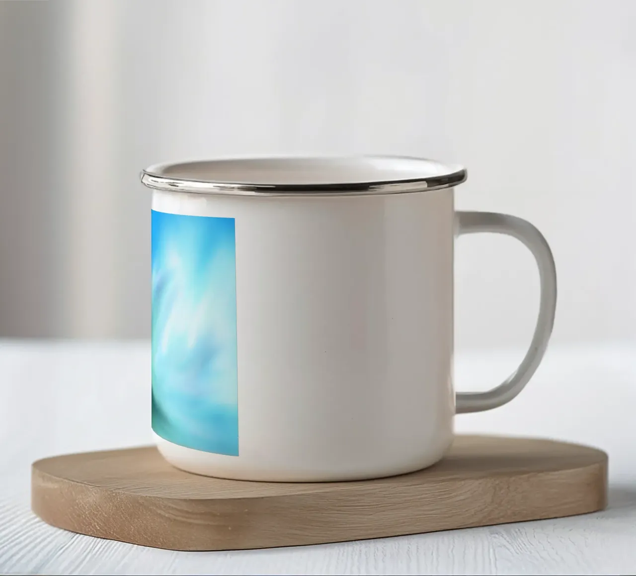 Piccolo fiore bianco sfocato artisticamente tazza in smalto da Something for you