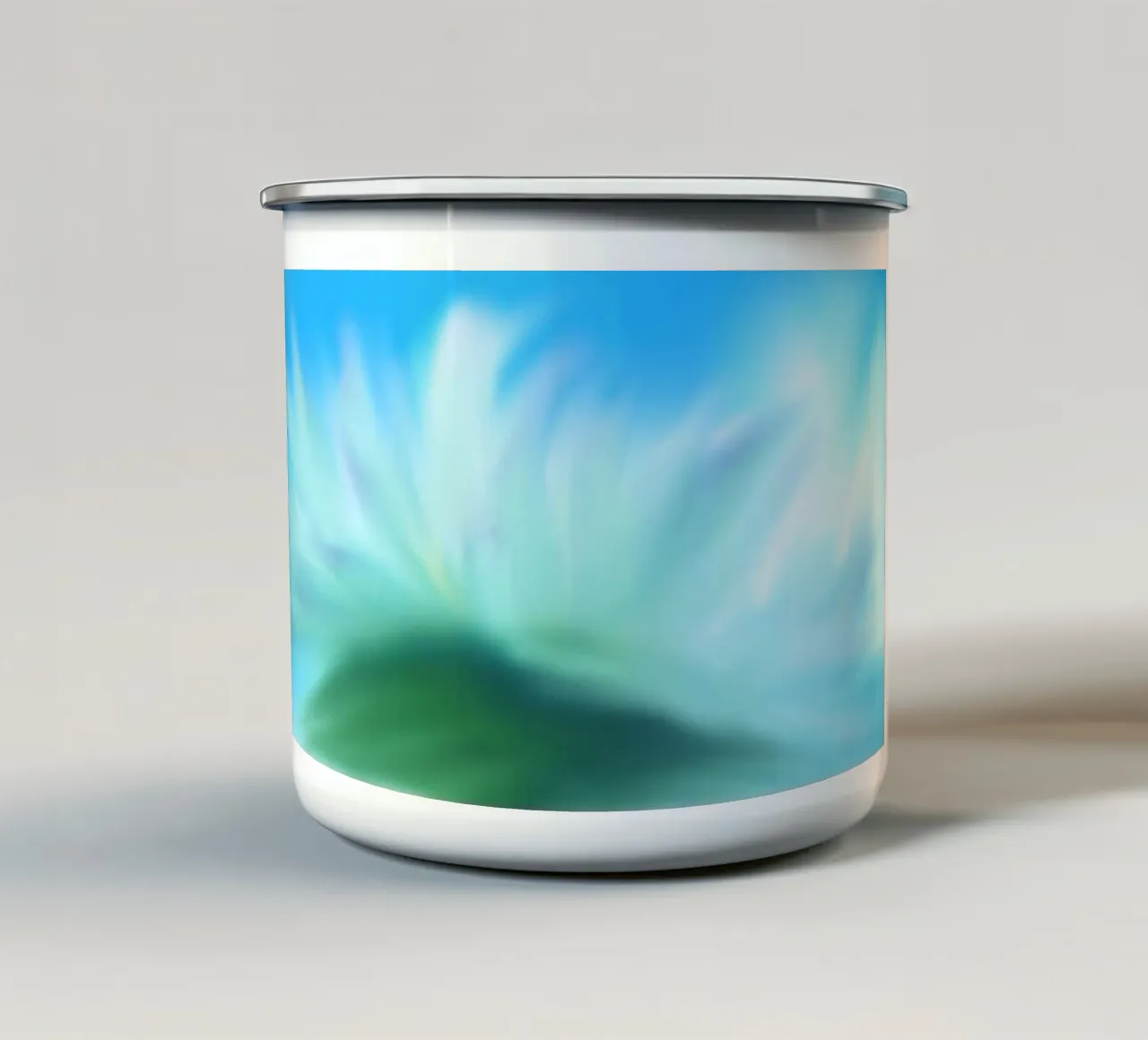 Piccolo fiore bianco sfocato artisticamente tazza in smalto da Something for you