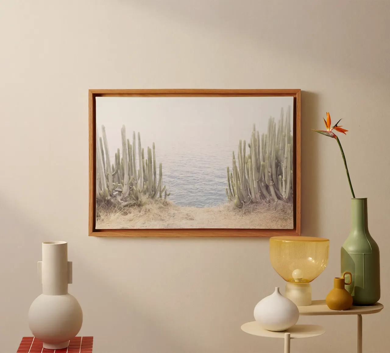 Cactus dell'oceano tela con Cornice a cassetta da Kathrin Pienaar