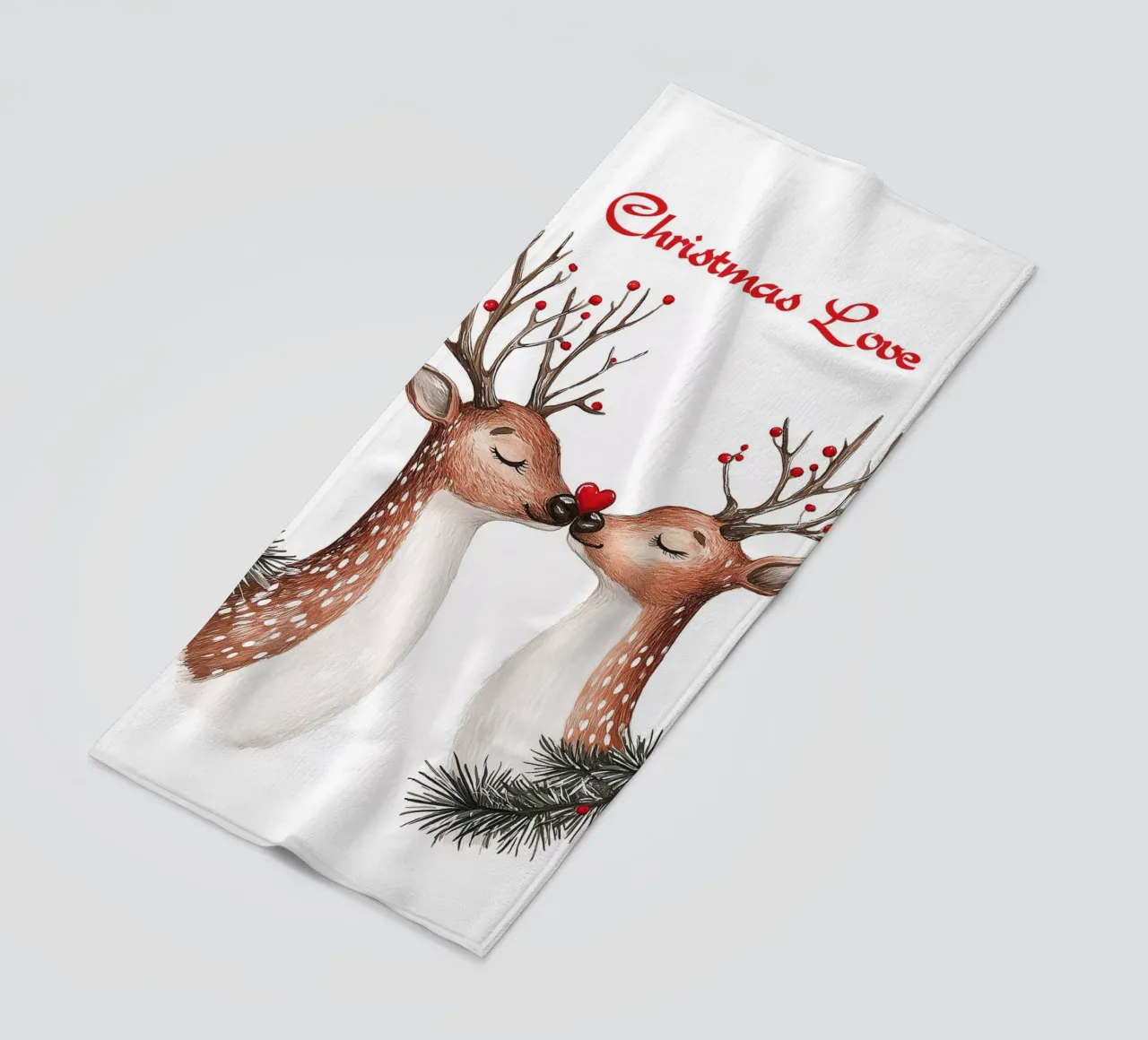 Renna Amore di Natale telo mare da Carinaprint