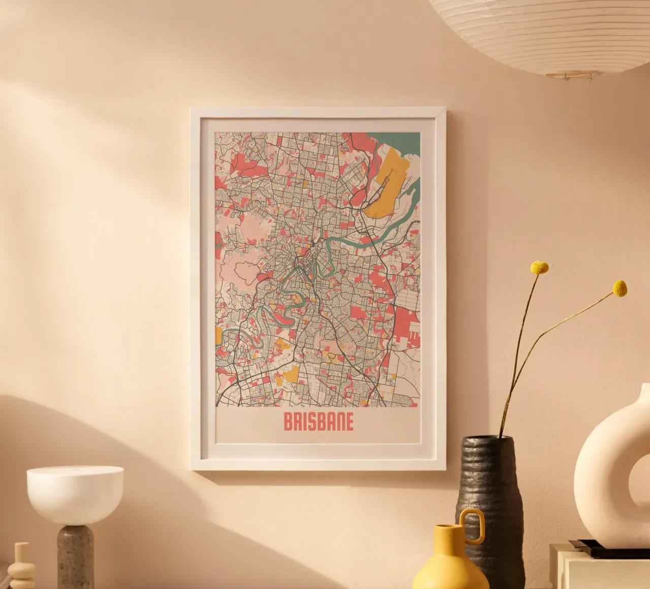 Brisbane City Map - Stylish Art Print | FineArt Print poster by MOOODZART