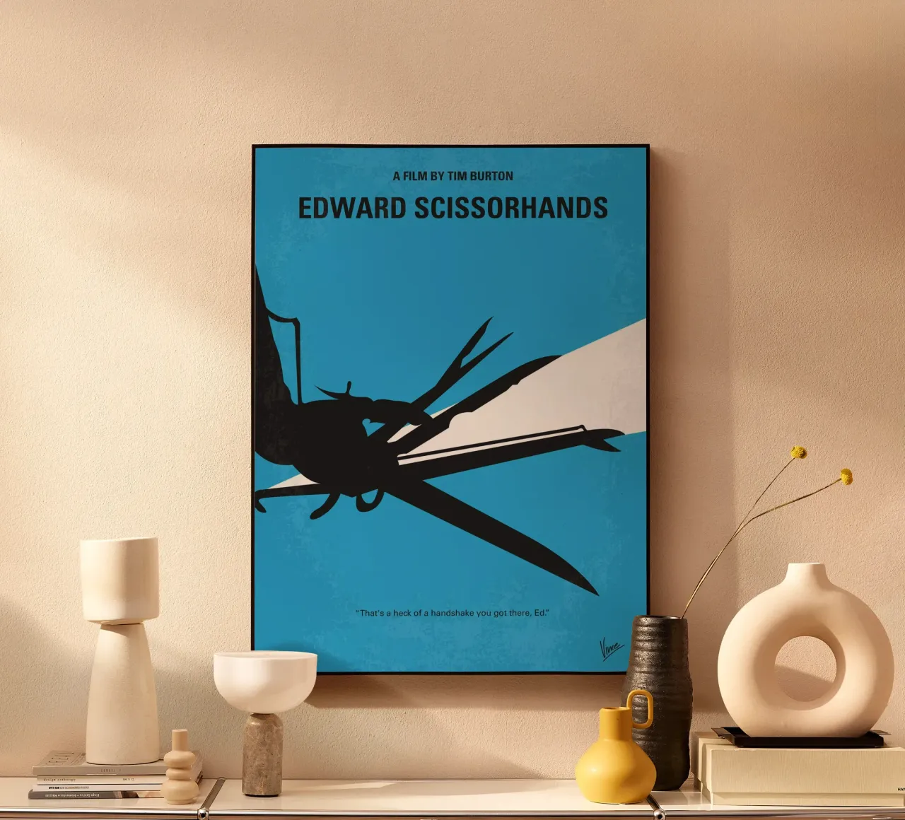 No260 My Scissorhands minimal movie poster alluminio dibond da Chungkong