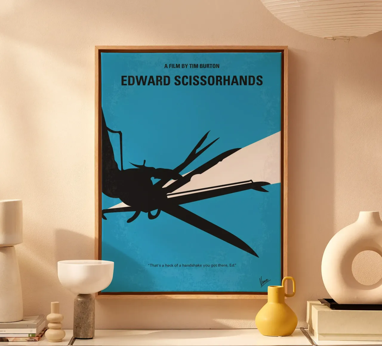 No260 My Scissorhands minimal movie poster tela con Cornice a cassetta da Chungkong