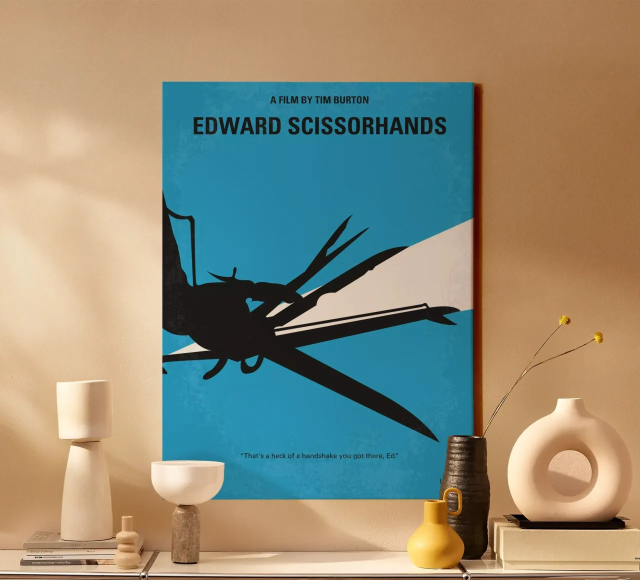 No260 My Scissorhands minimal movie poster tela con Cornice a cassetta da Chungkong