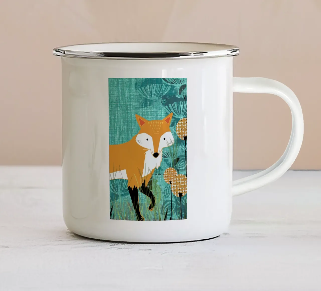 Tourquiose Fox tazza in smalto da Rocket68