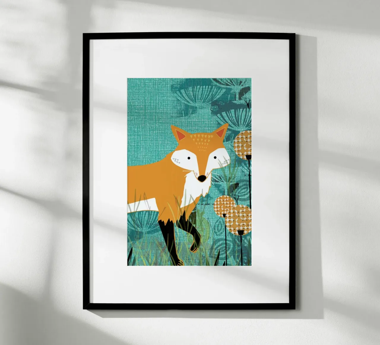 Tourquiose Fox poster con telaio in legno da Rocket68