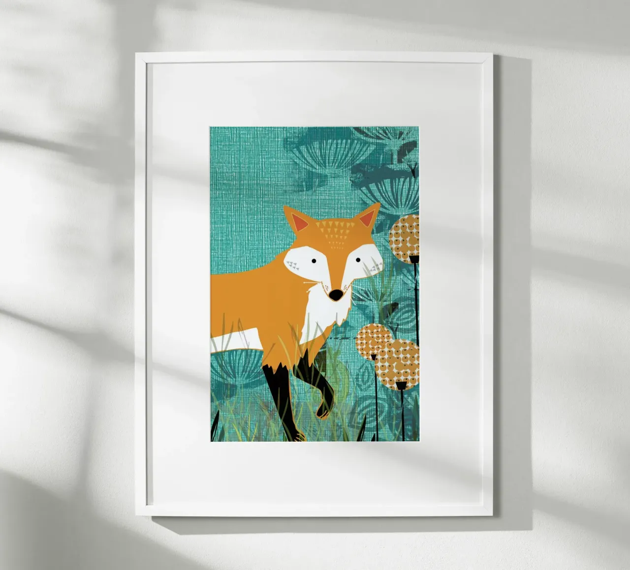 Tourquiose Fox poster con telaio in legno da Rocket68