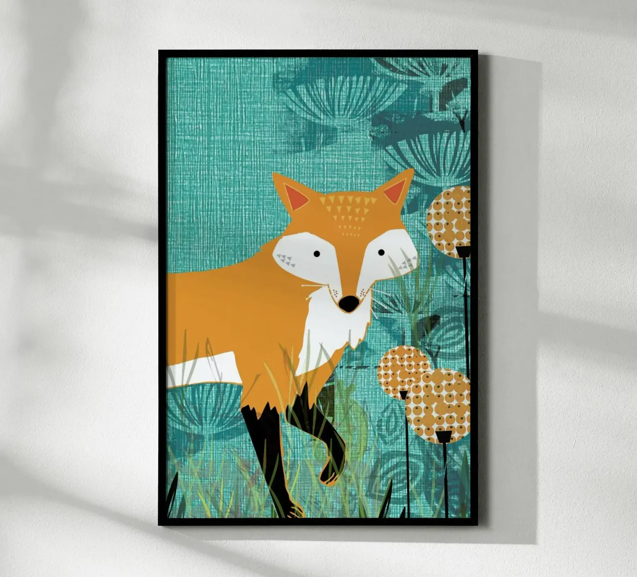 Tourquiose Fox poster con telaio in legno da Rocket68