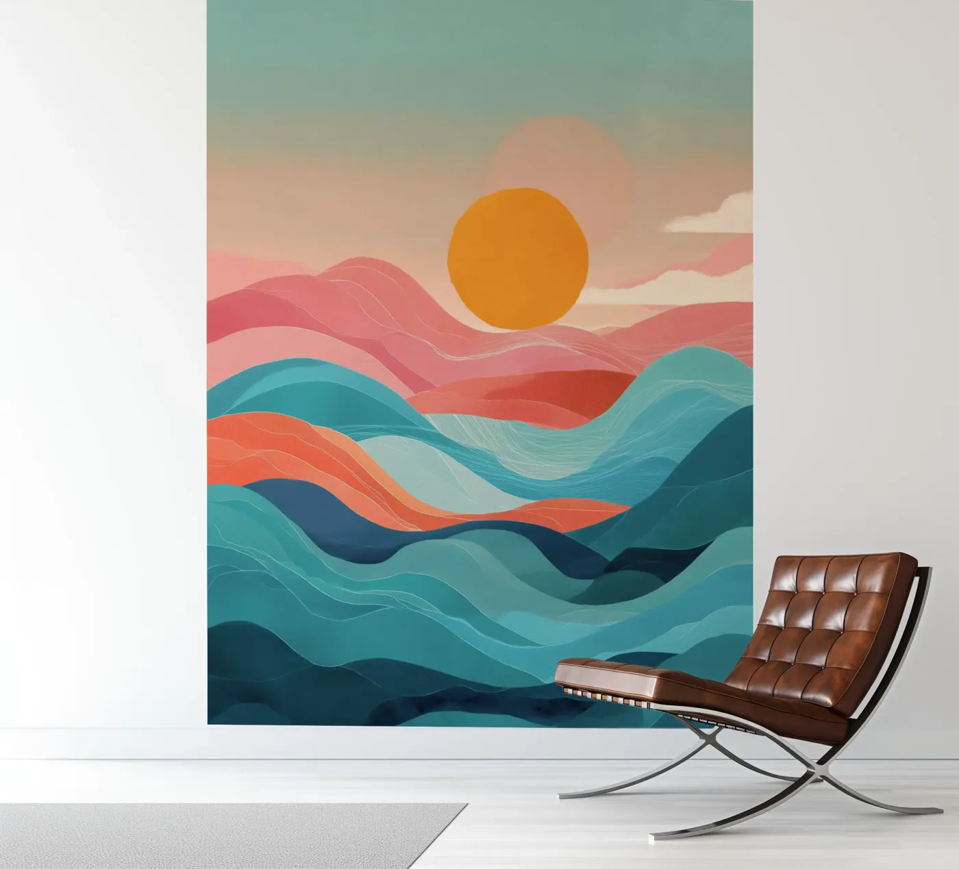 Sun Over Soft Waves fotobehang van Amelie Rose