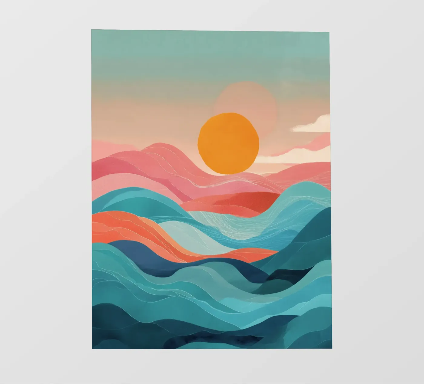 Sun Over Soft Waves fotobehang van Amelie Rose
