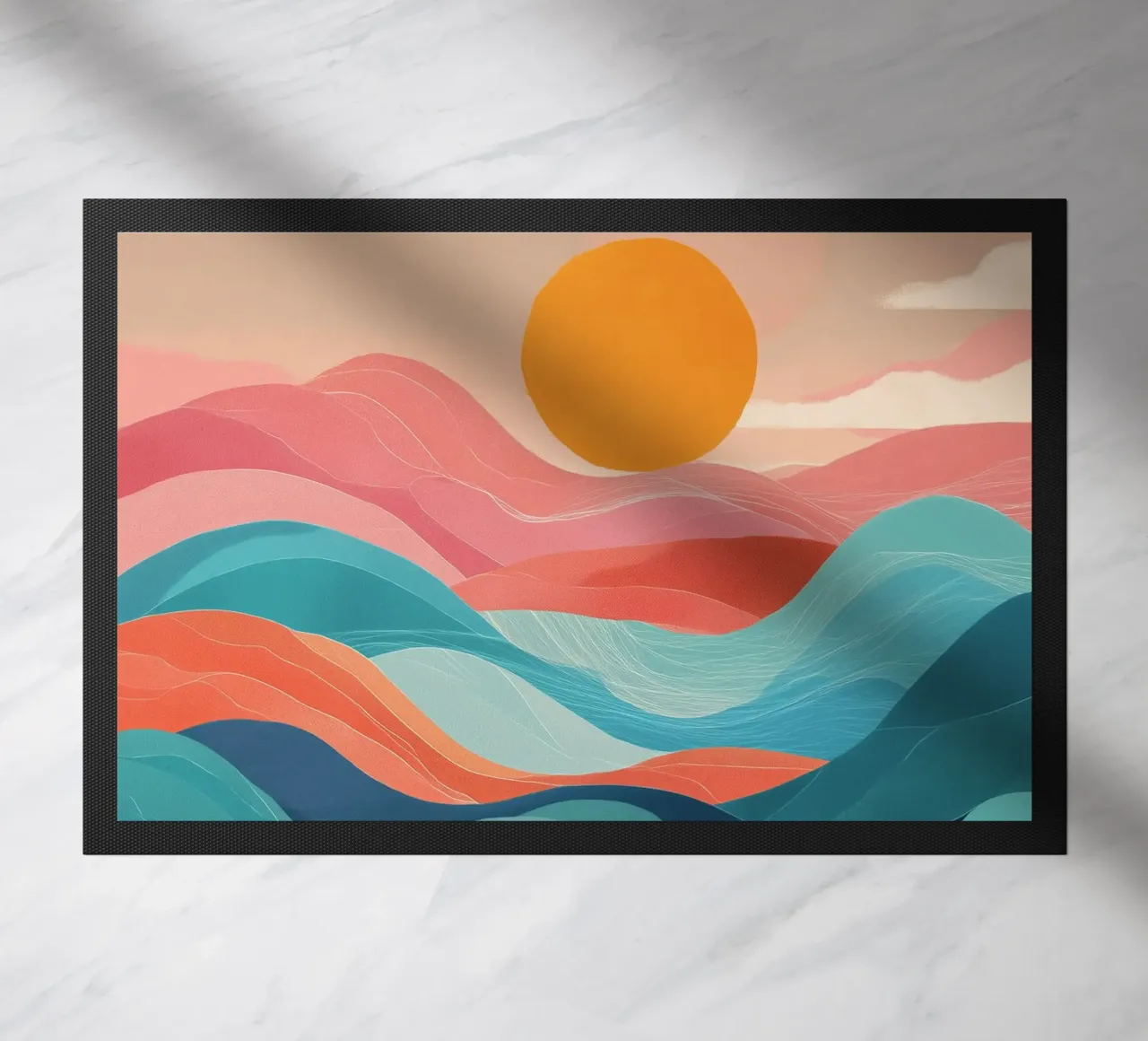 Sun Over Soft Waves doormat by Amelie Rose