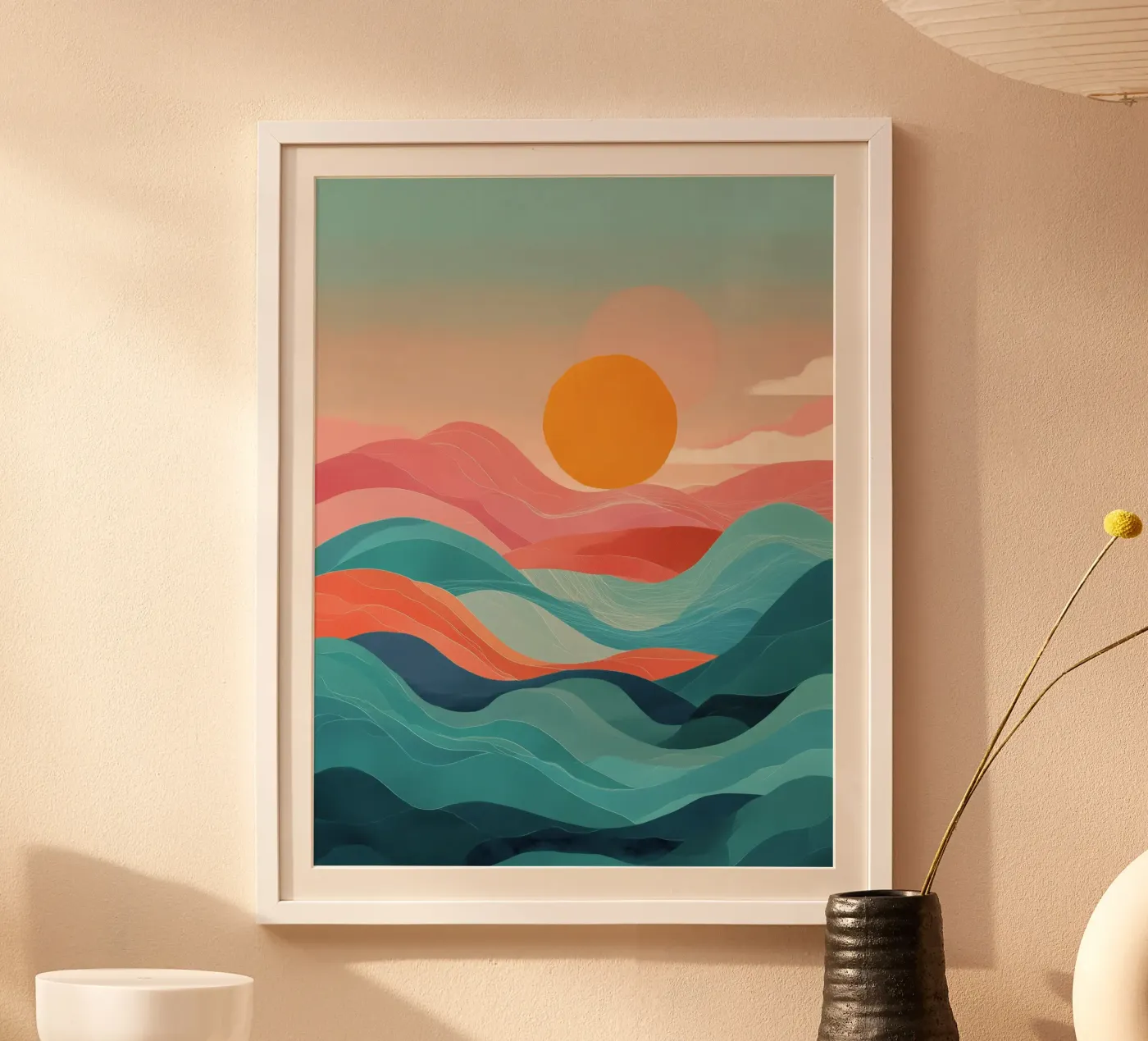 Sun Over Soft Waves poster van Amelie Rose
