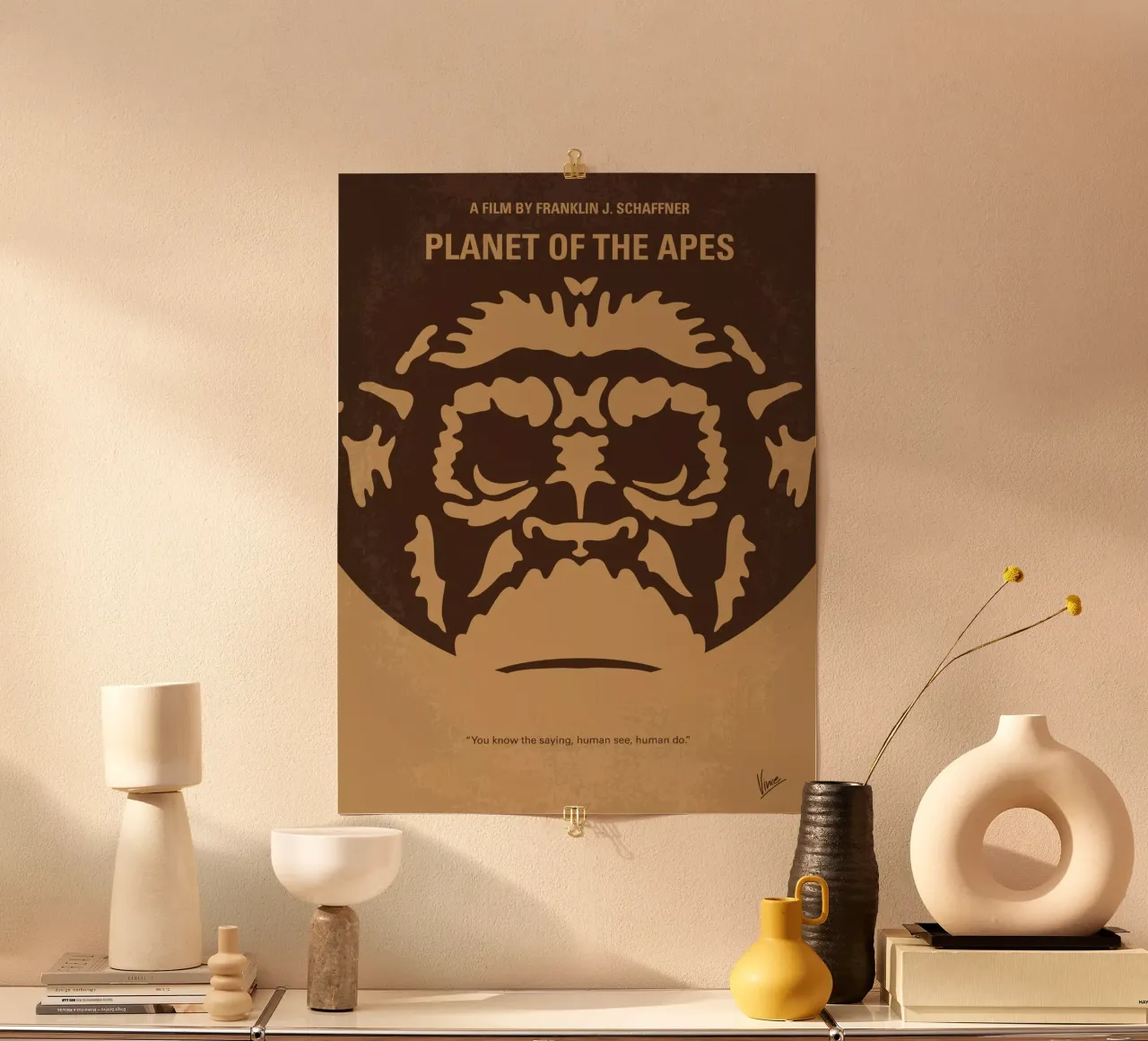 No270 My PLANET OF THE APES minimal movie poster carta hahnemühle da Chungkong
