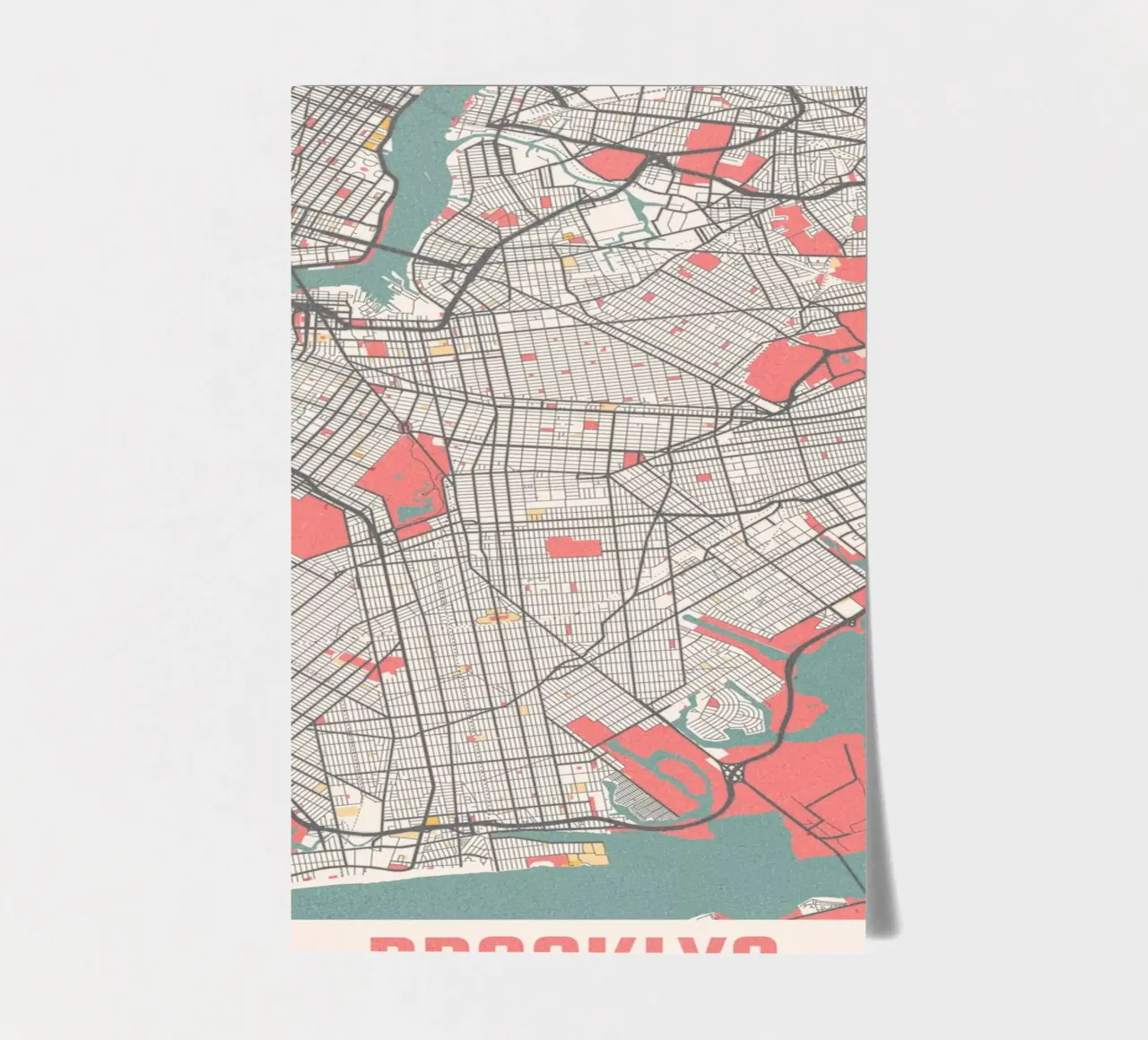 Brooklyn City Map - Stylish Art Print | FineArt Print sticker sheet by MOOODZART