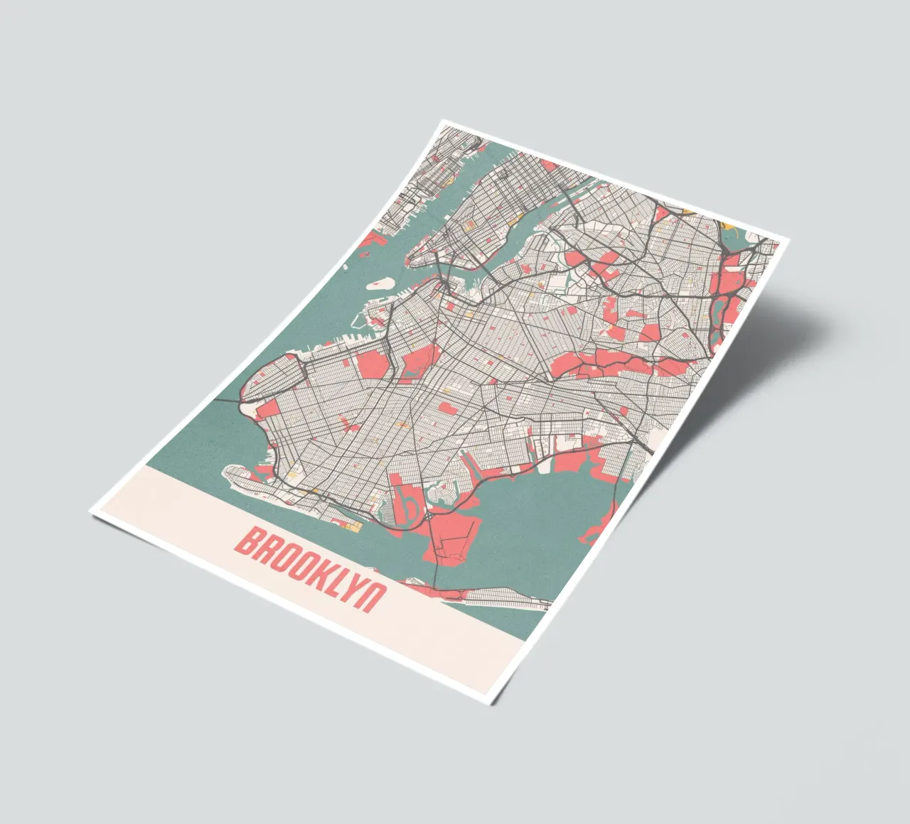 Brooklyn City Map - Stylish Art Print | FineArt Print sticker sheet by MOOODZART