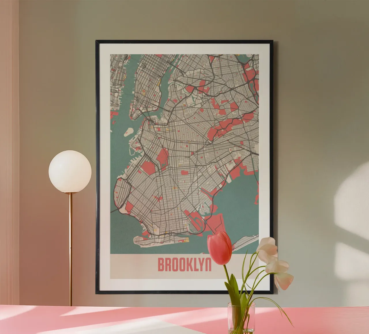 Brooklyn City Map - Stylish Art Print | FineArt Print hahnemühle by MOOODZART