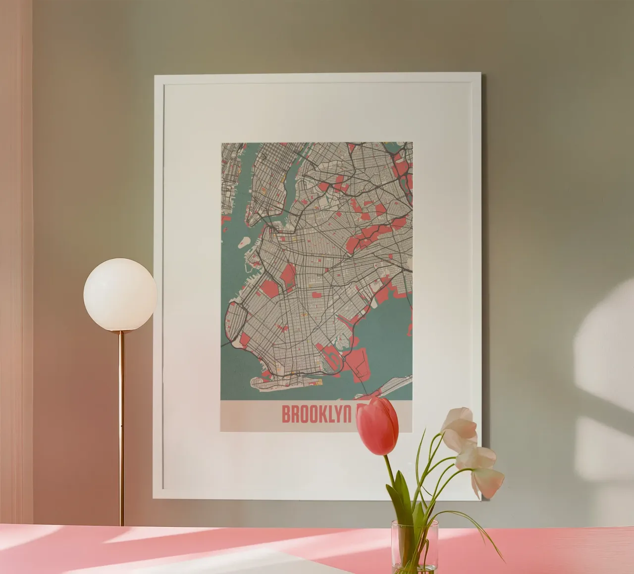 Brooklyn City Map - Stylish Art Print | FineArt Print hahnemühle by MOOODZART