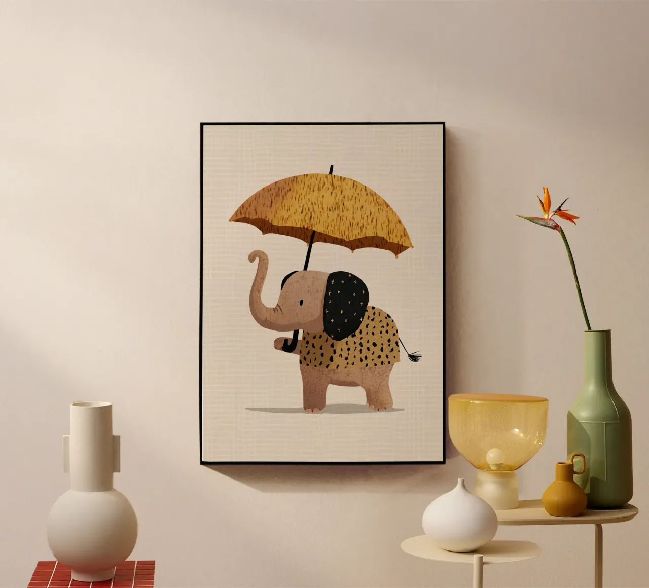 Elefante con ombrello plexiglass da Little Art Lab