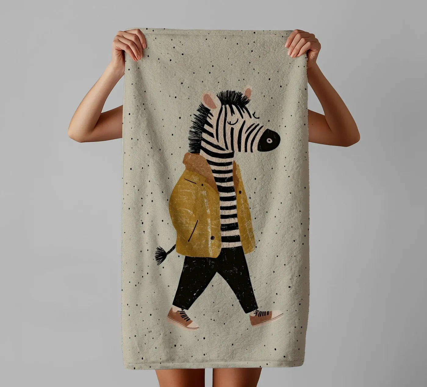 Zebra walking badhanddoek van Little Art Lab