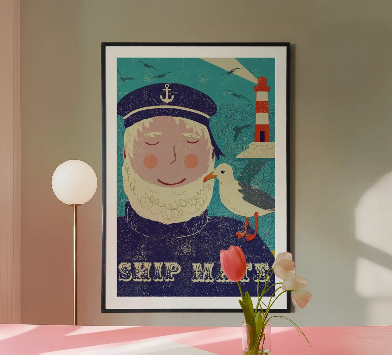 Ship Mate poster con telaio in legno da Rocket68