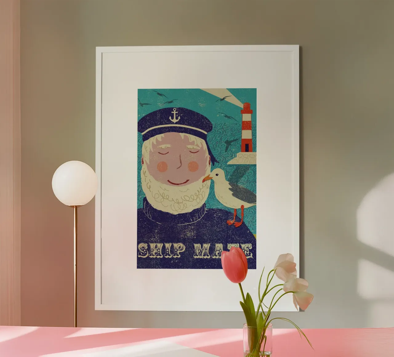 Ship Mate poster con telaio in legno da Rocket68