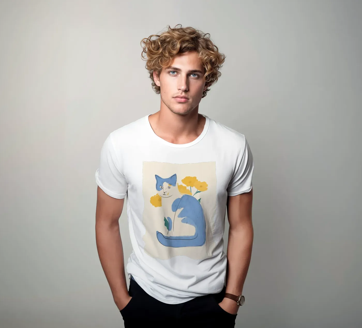 Gatto blu t-shirt da ThingDesign