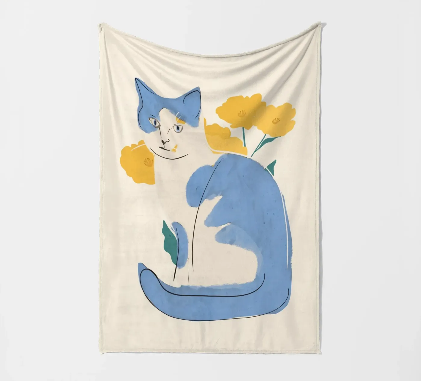 Blauwe Kat fleecedeken van ThingDesign