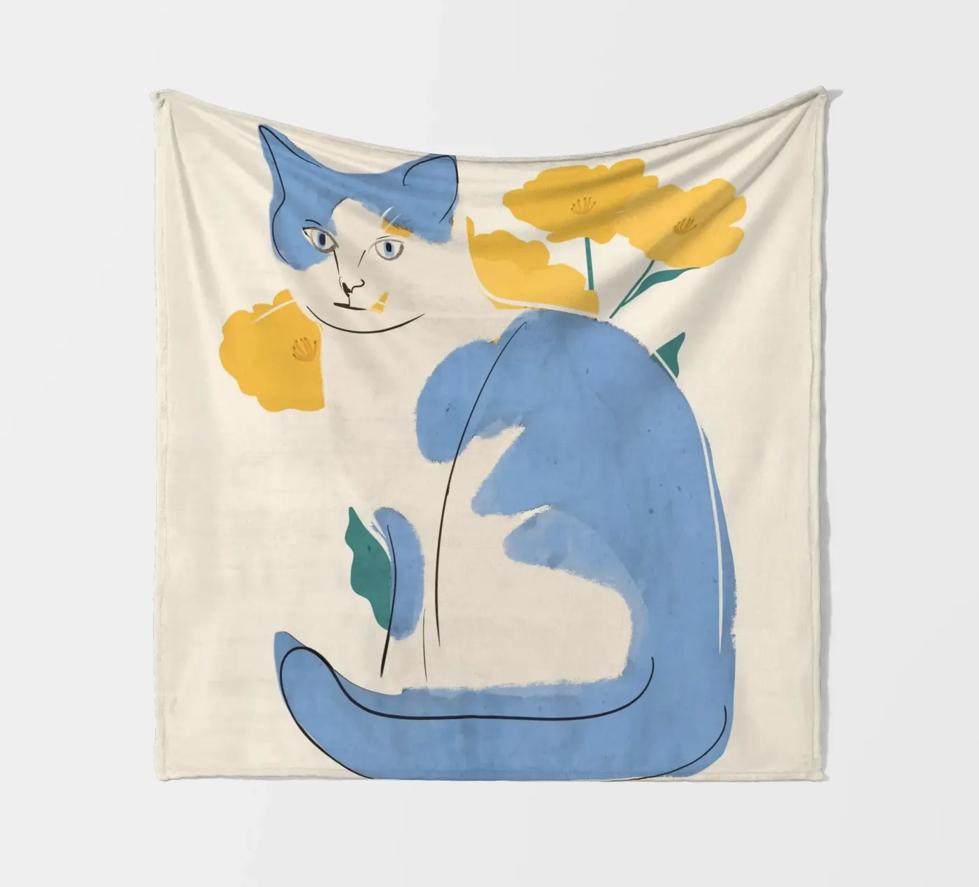 Blauwe Kat fleecedeken van ThingDesign