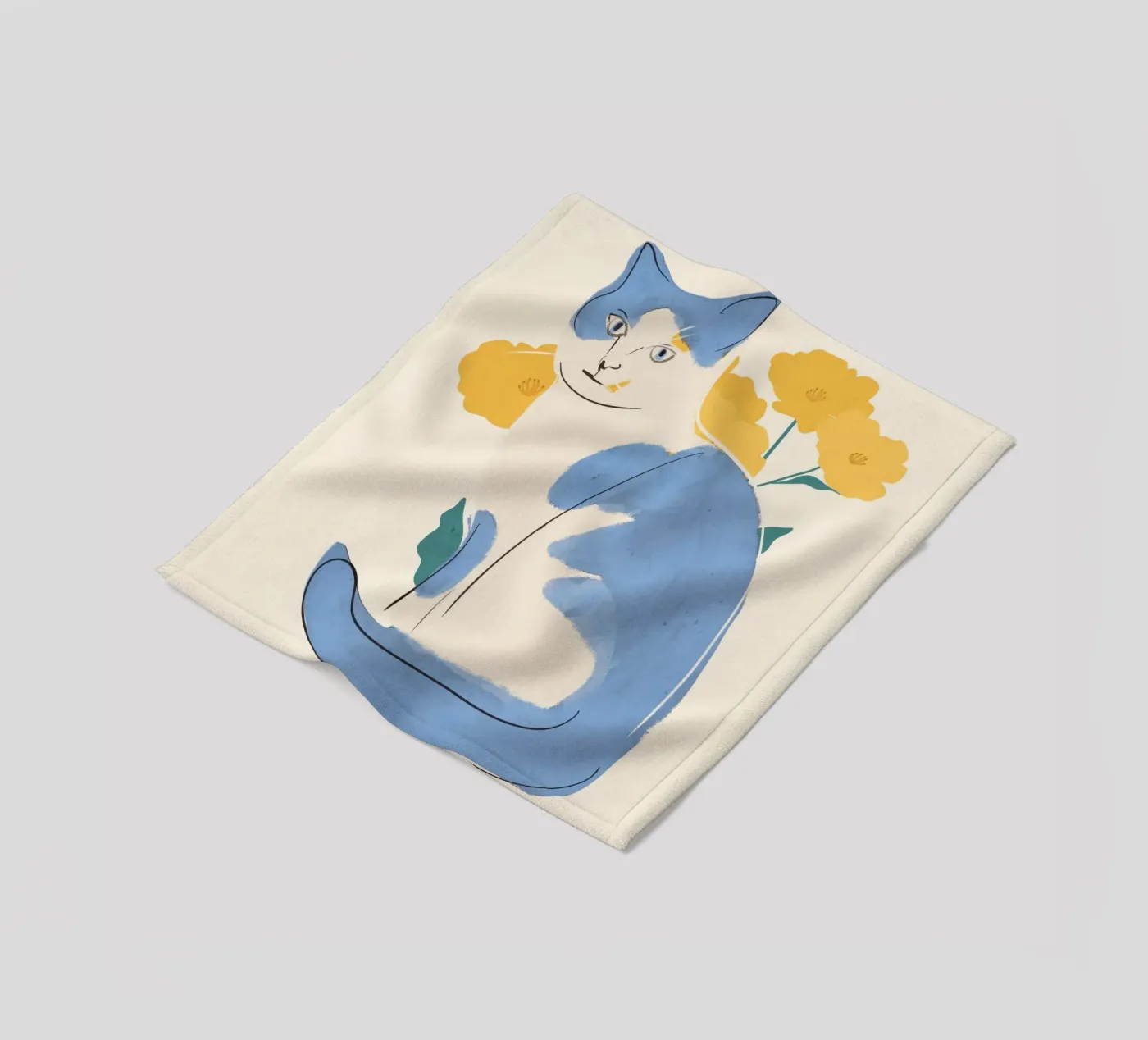Blauwe Kat fleecedeken van ThingDesign