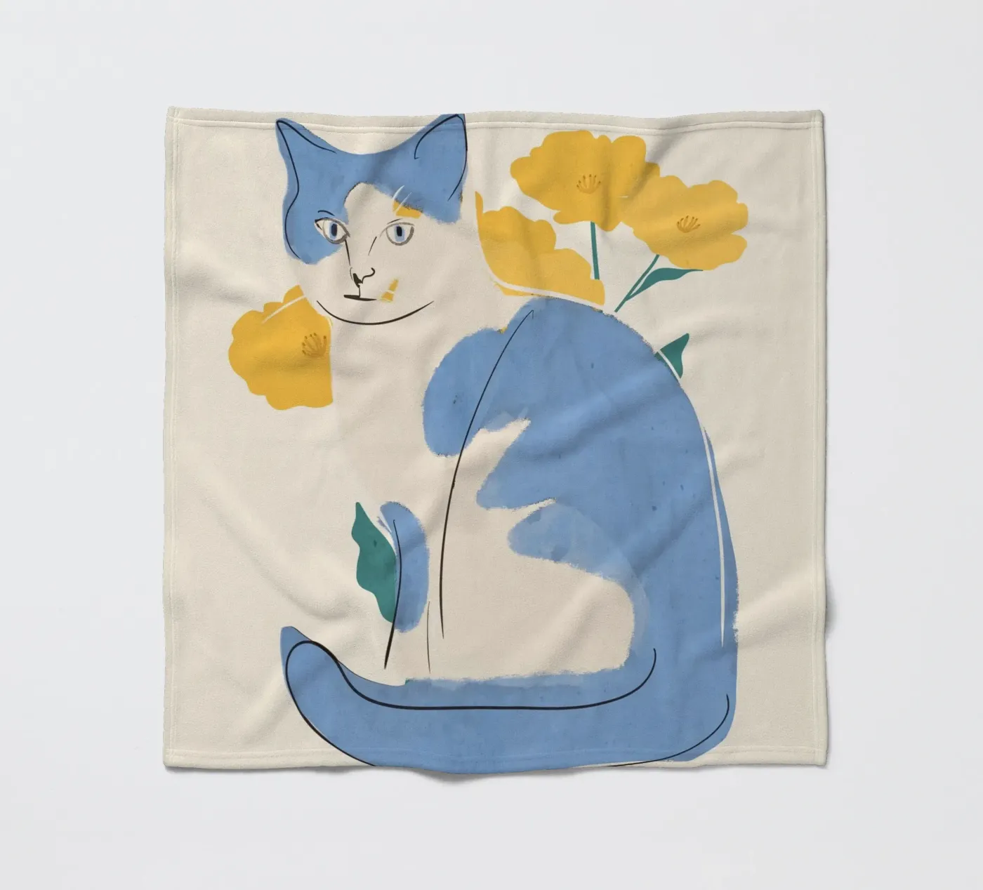 Blauwe Kat fleecedeken van ThingDesign