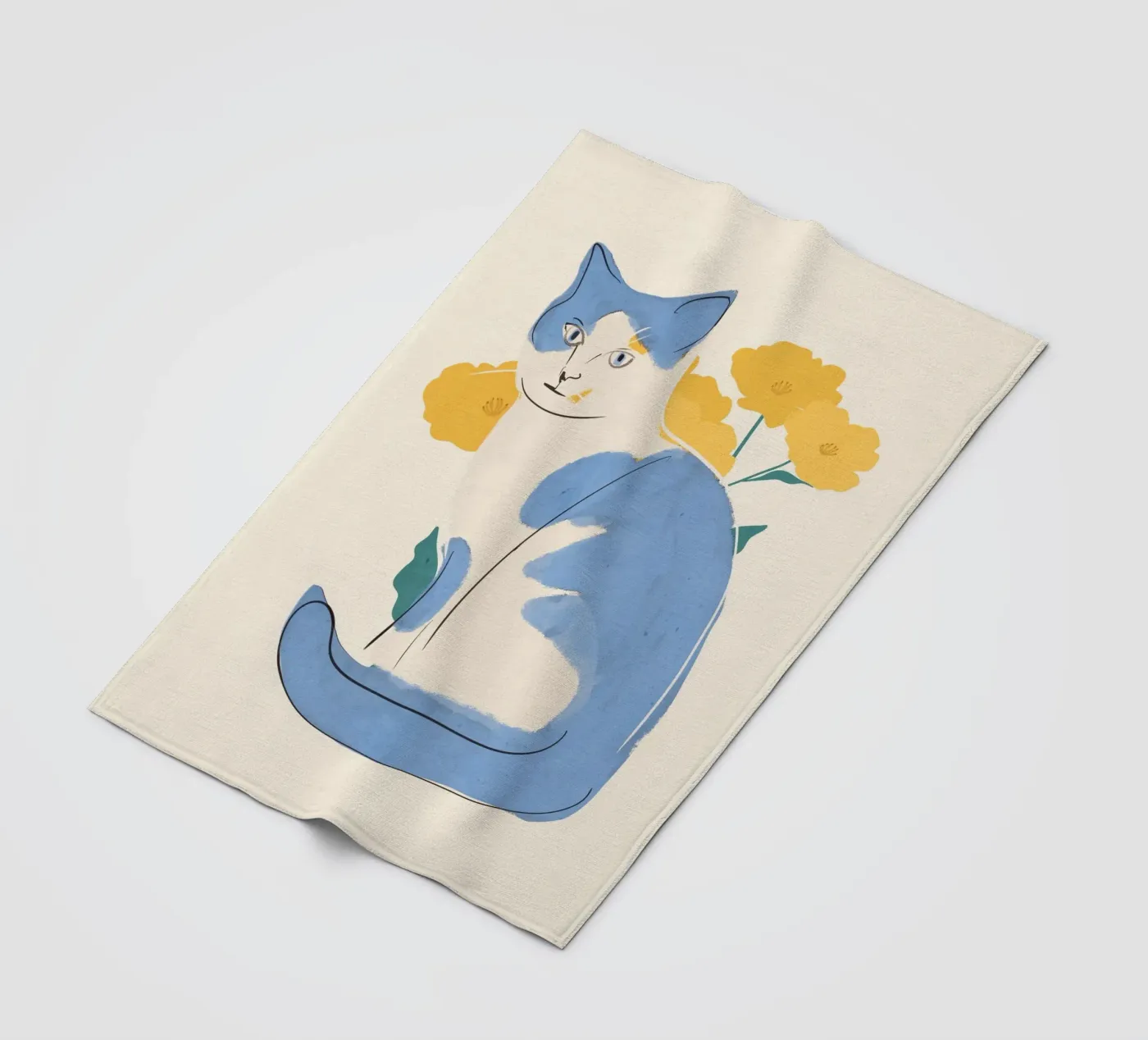 Blauwe Kat fleecedeken van ThingDesign