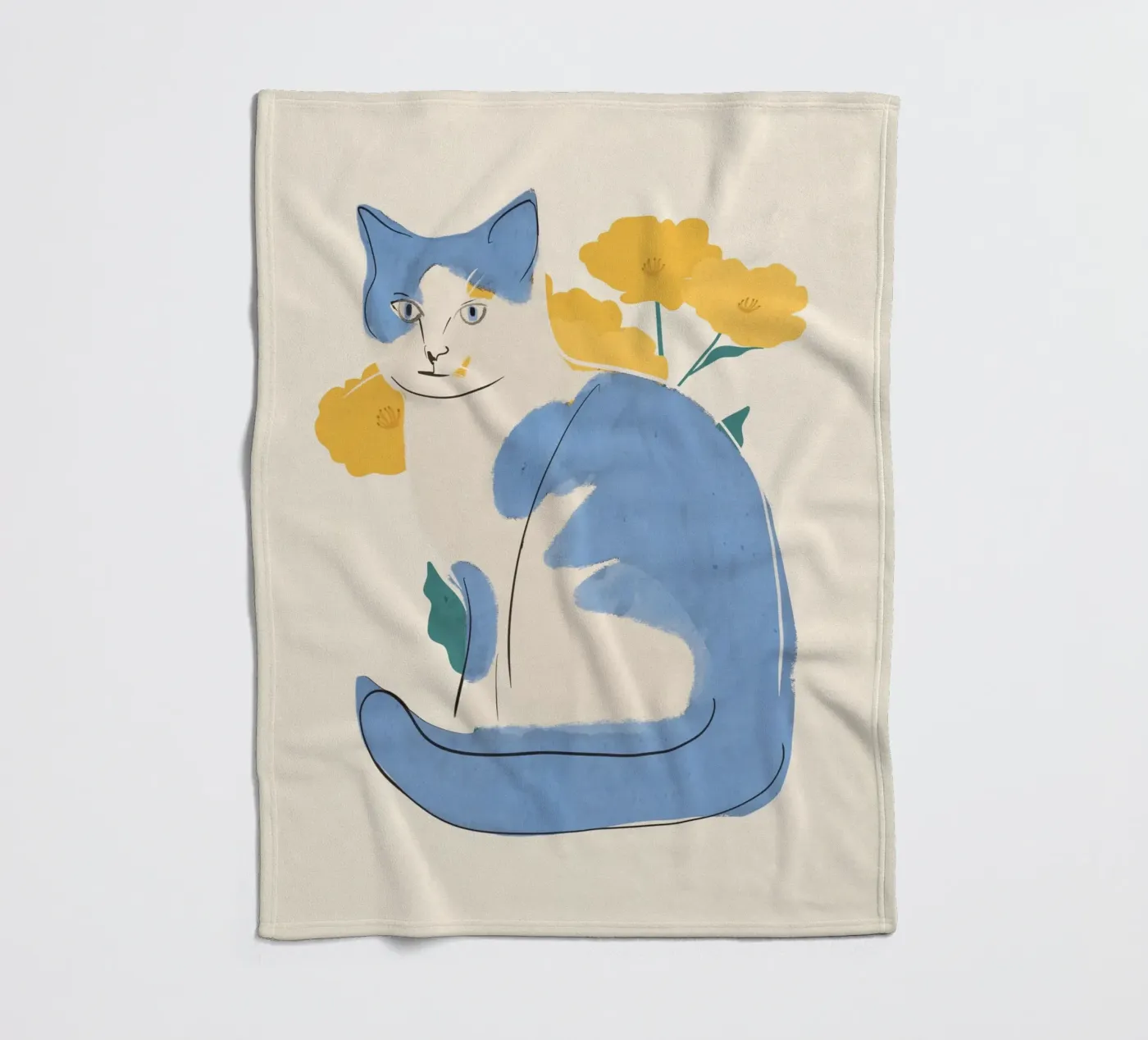 Blauwe Kat fleecedeken van ThingDesign