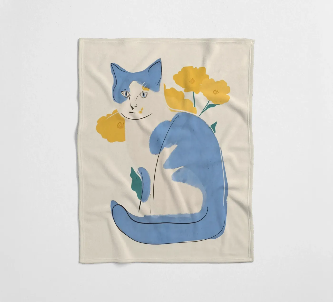 Blauwe Kat fleecedeken van ThingDesign