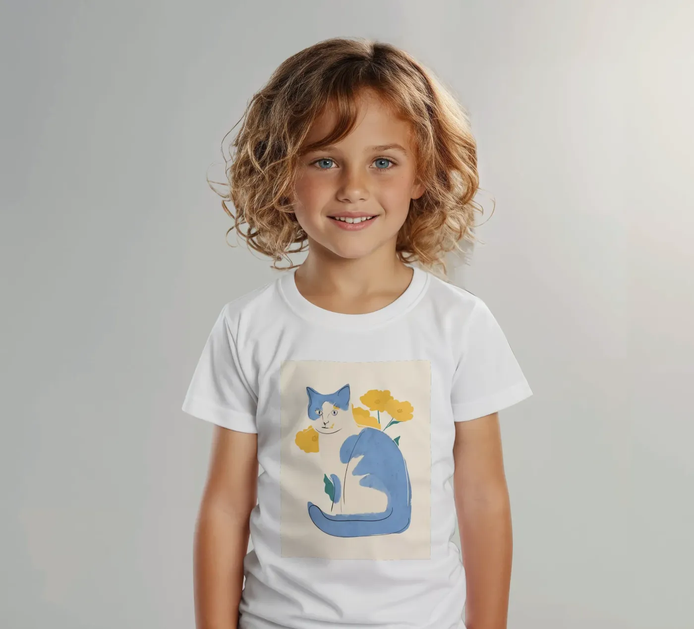 Blauwe Kat kinder t-shirt van ThingDesign