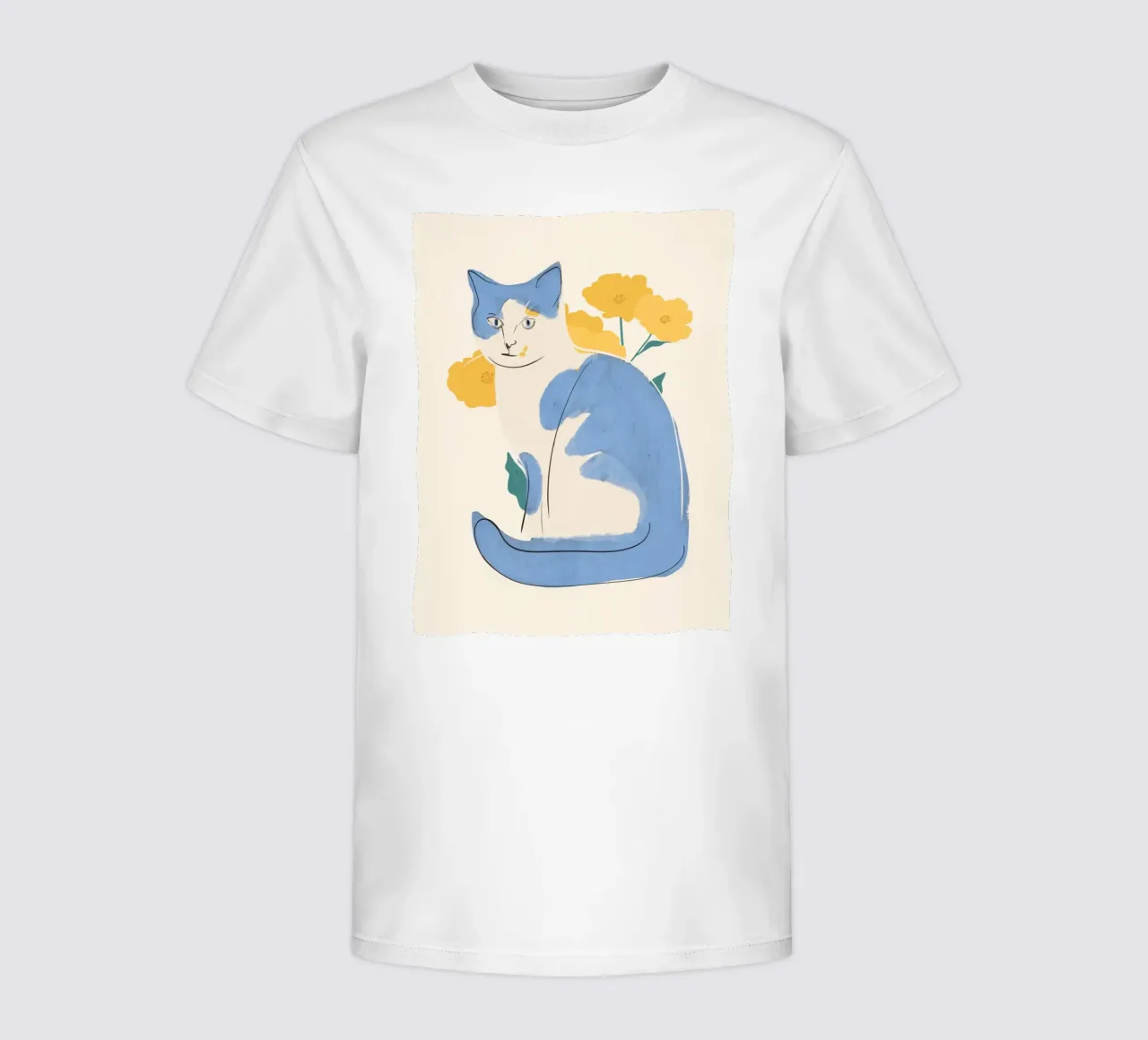 Blauwe Kat kinder t-shirt van ThingDesign