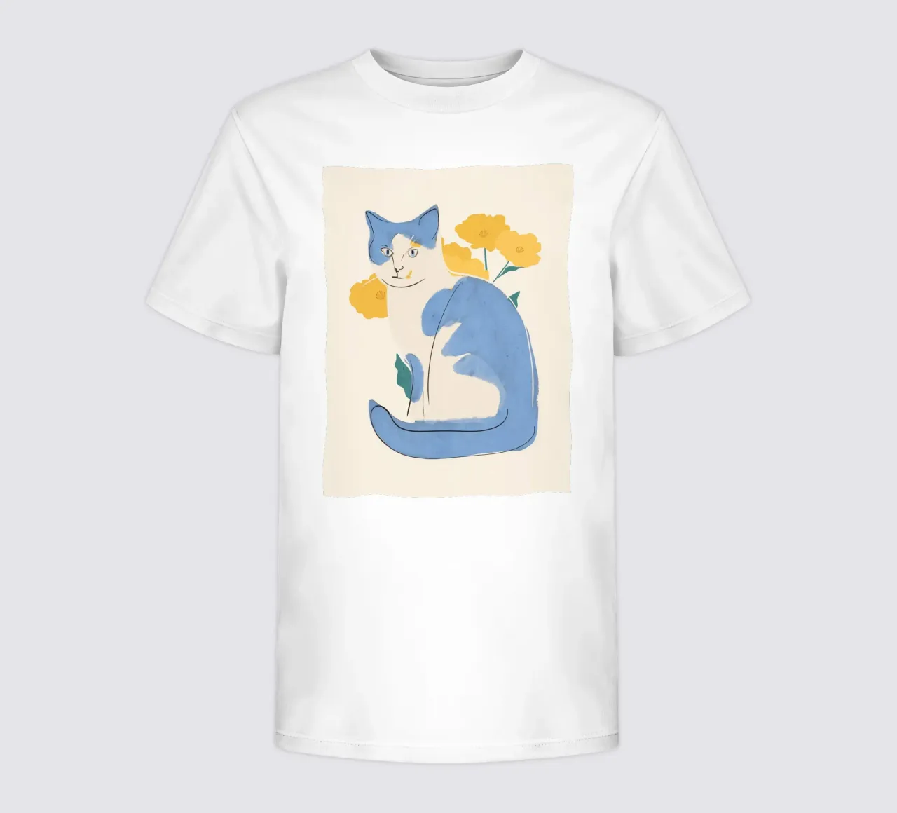 Blauwe Kat kinder t-shirt van ThingDesign