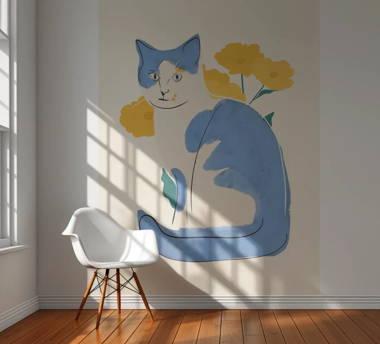 Blauwe Kat fotobehang van ThingDesign