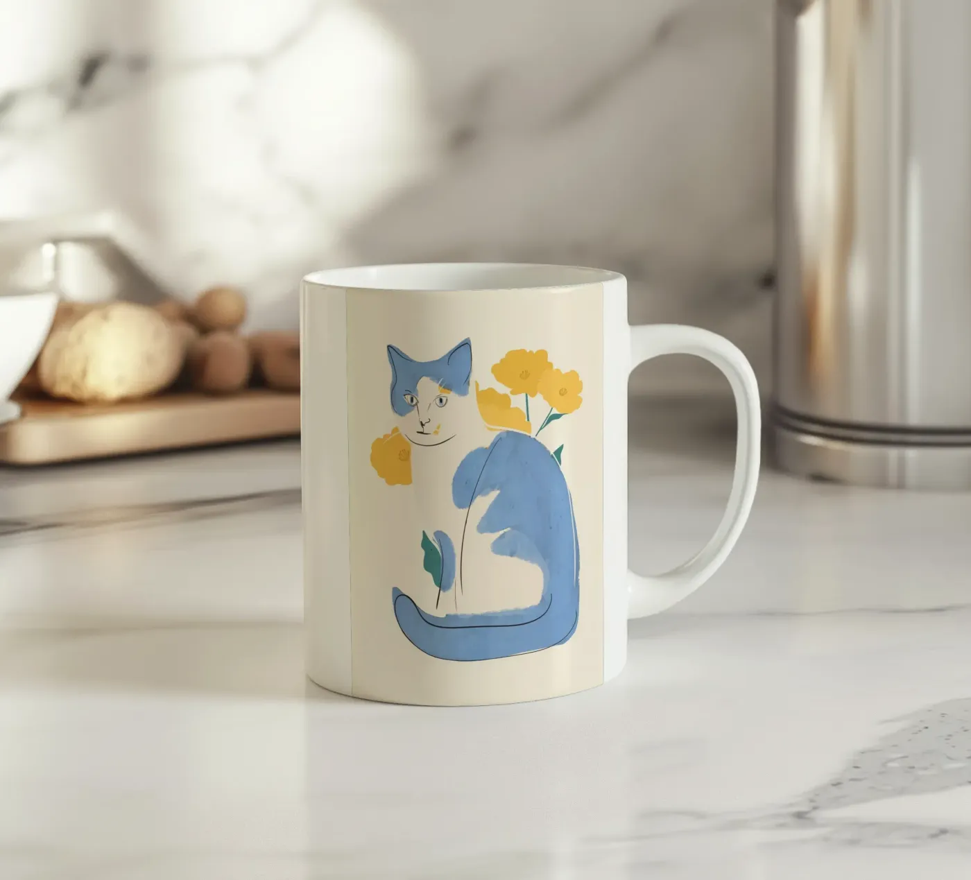 Blue Cat ceramic mug by ThingDesign