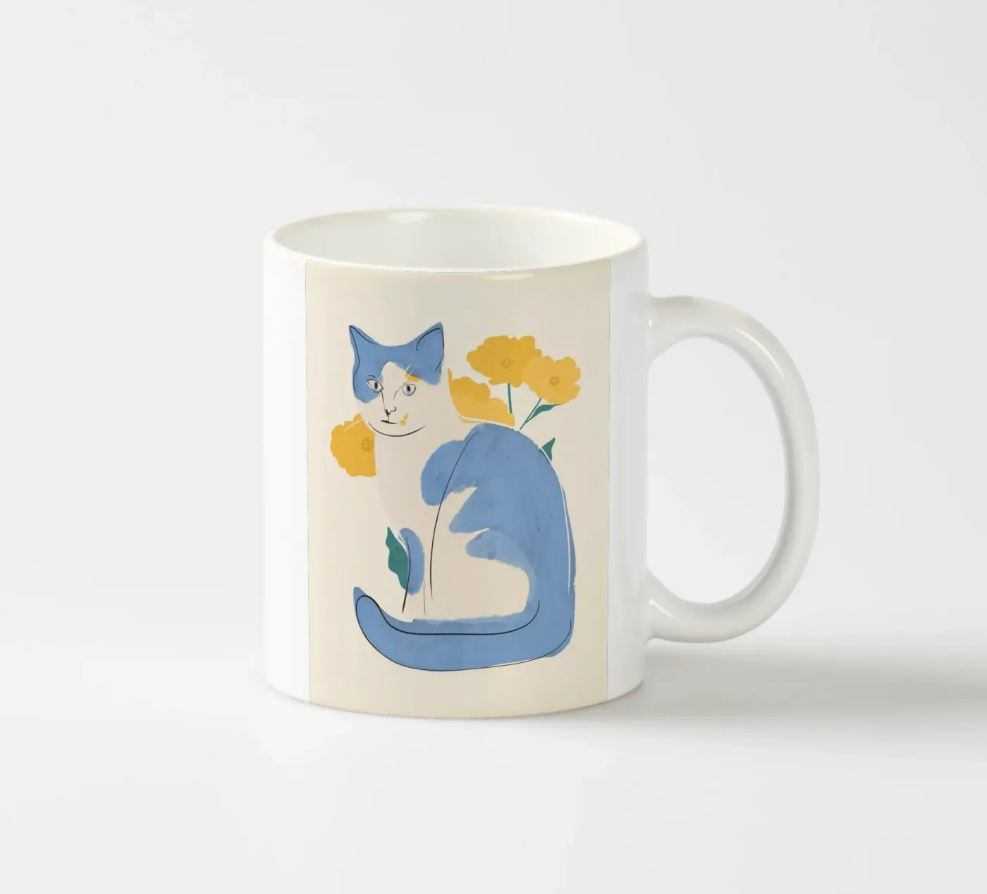 Blue Cat ceramic mug by ThingDesign
