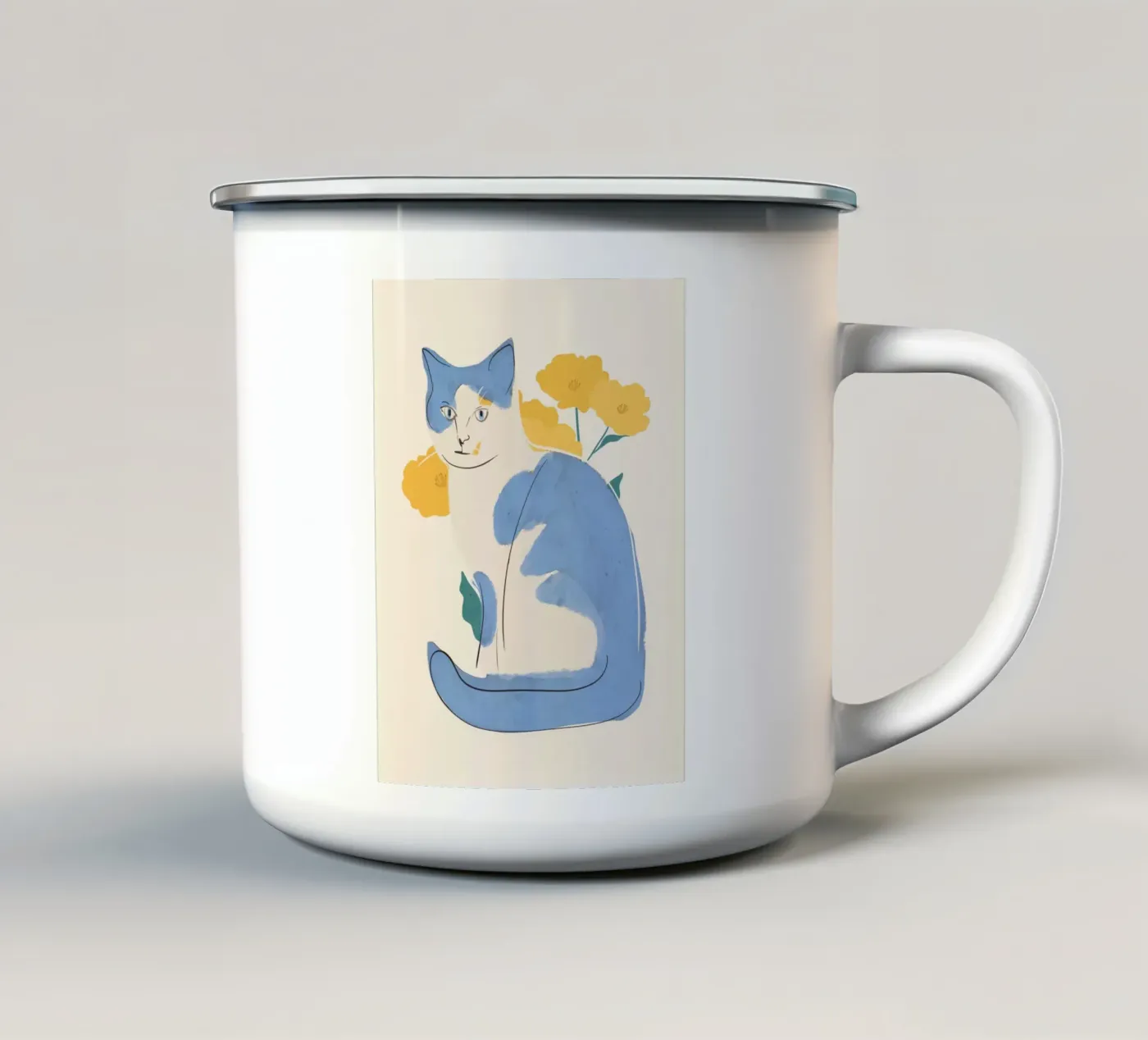Blauwe Kat emaille mok van ThingDesign