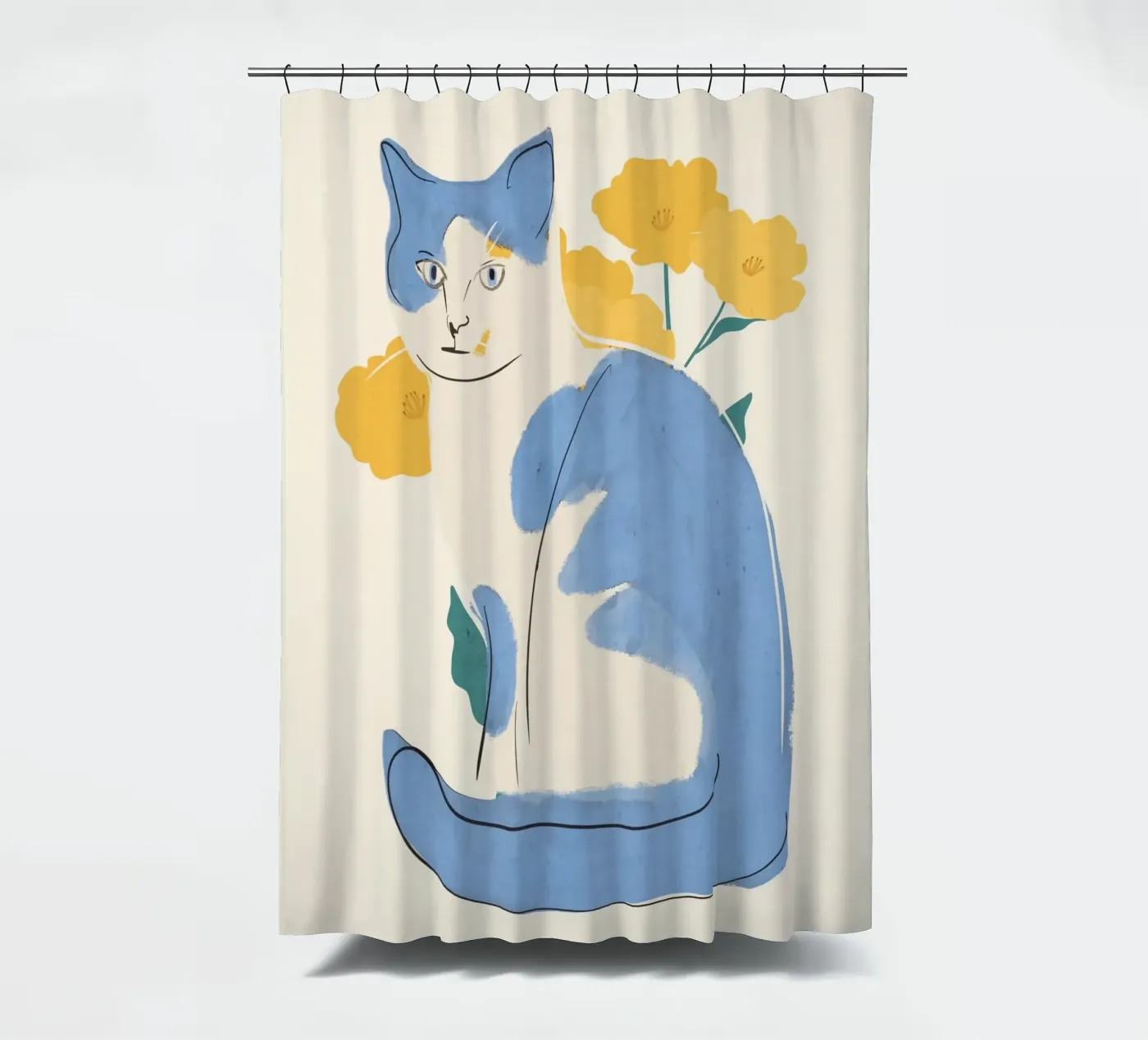 Blauwe Kat douchegordijn van ThingDesign