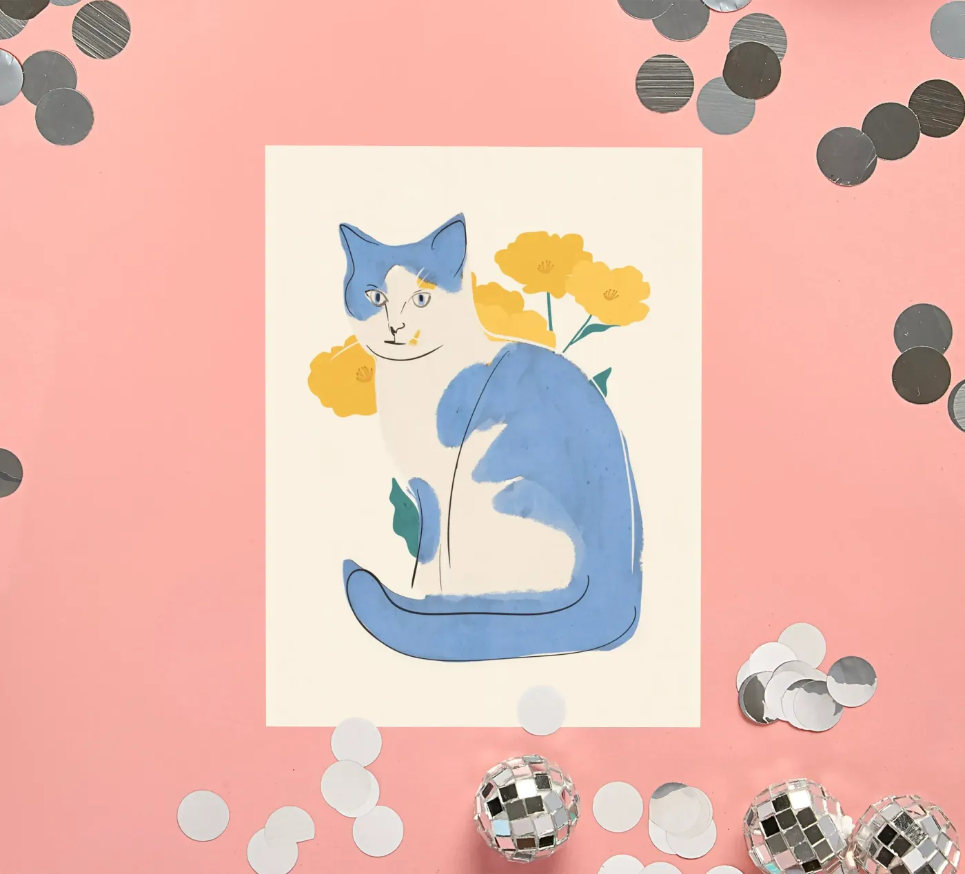 Blauwe Kat sticker van ThingDesign