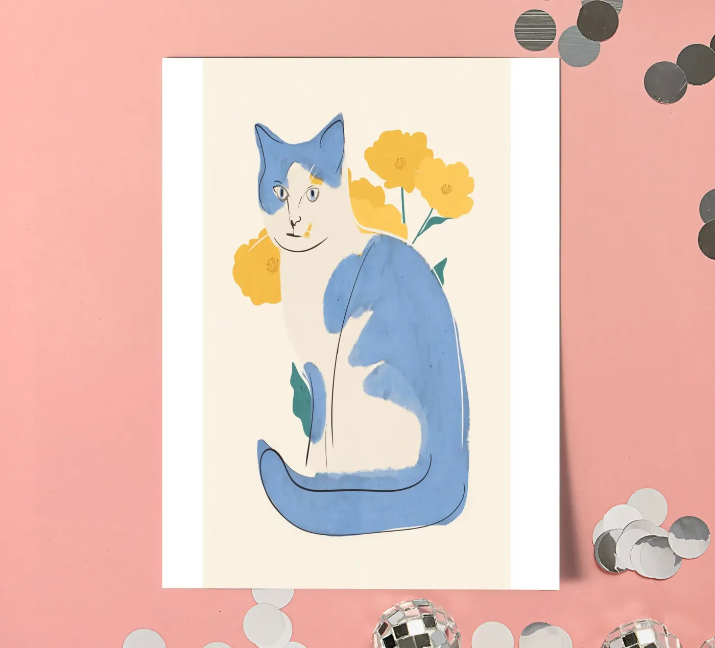Blauwe Kat stickervel van ThingDesign