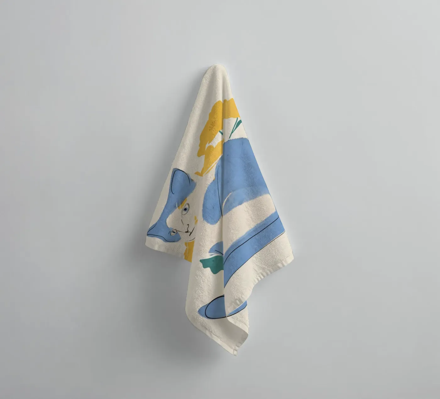 Blauwe Kat badhanddoek van ThingDesign