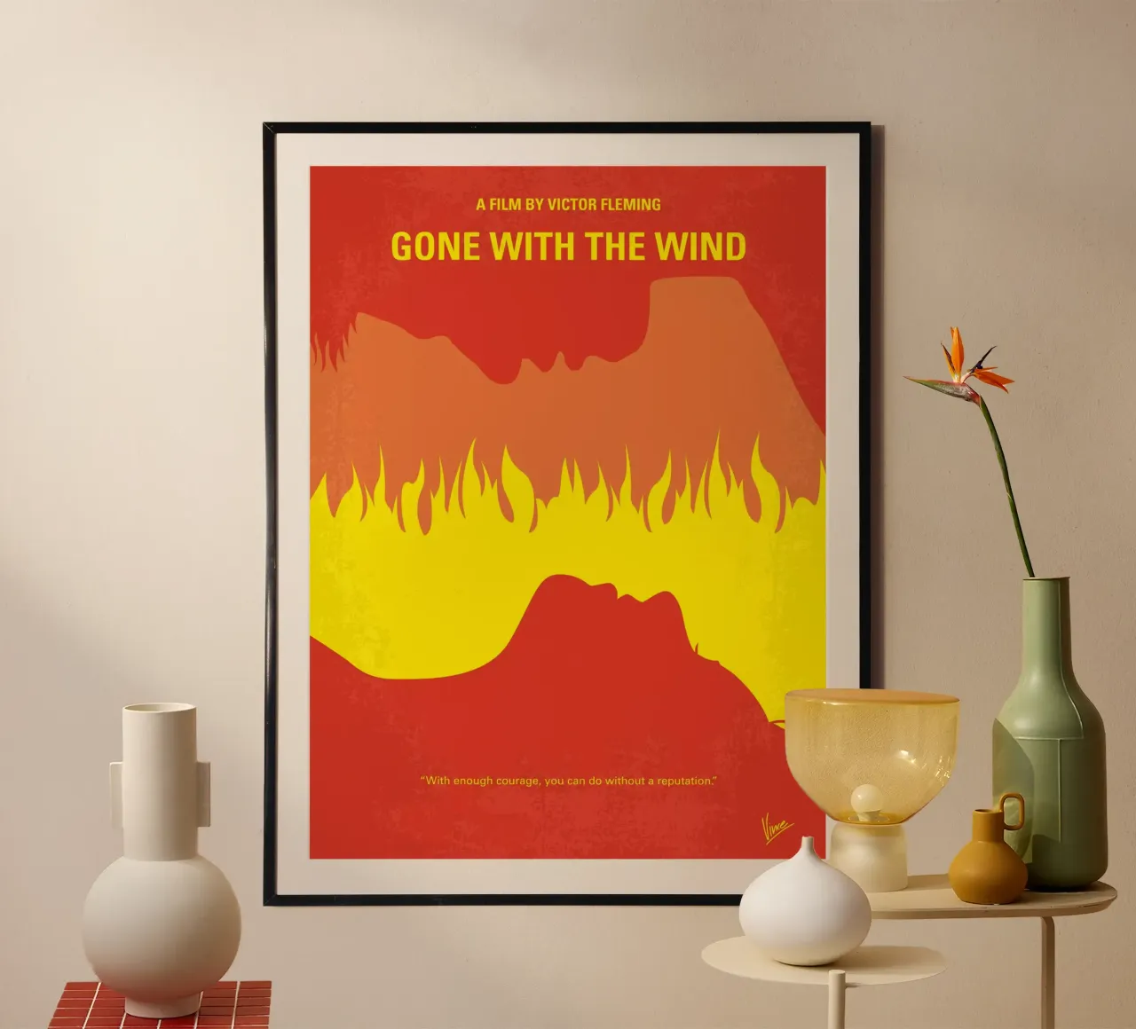 No299 My Gone With the Wind minimal movie poster poster con telaio in legno da Chungkong