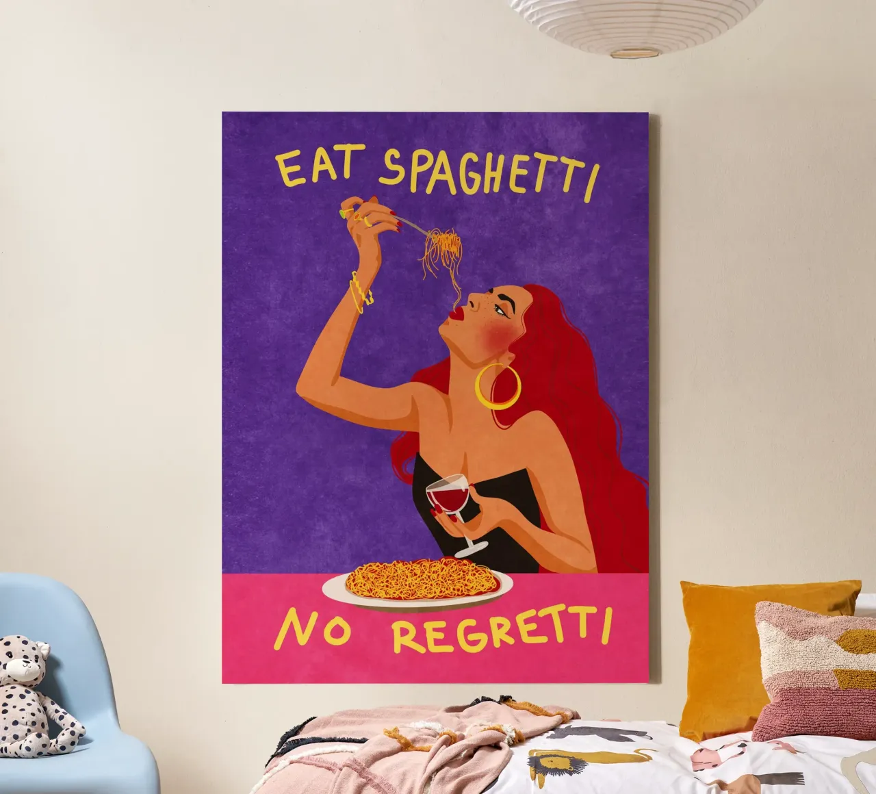 Eet spaghetti zonder spijt canvas met Baklijst van Raissa Oltmanns