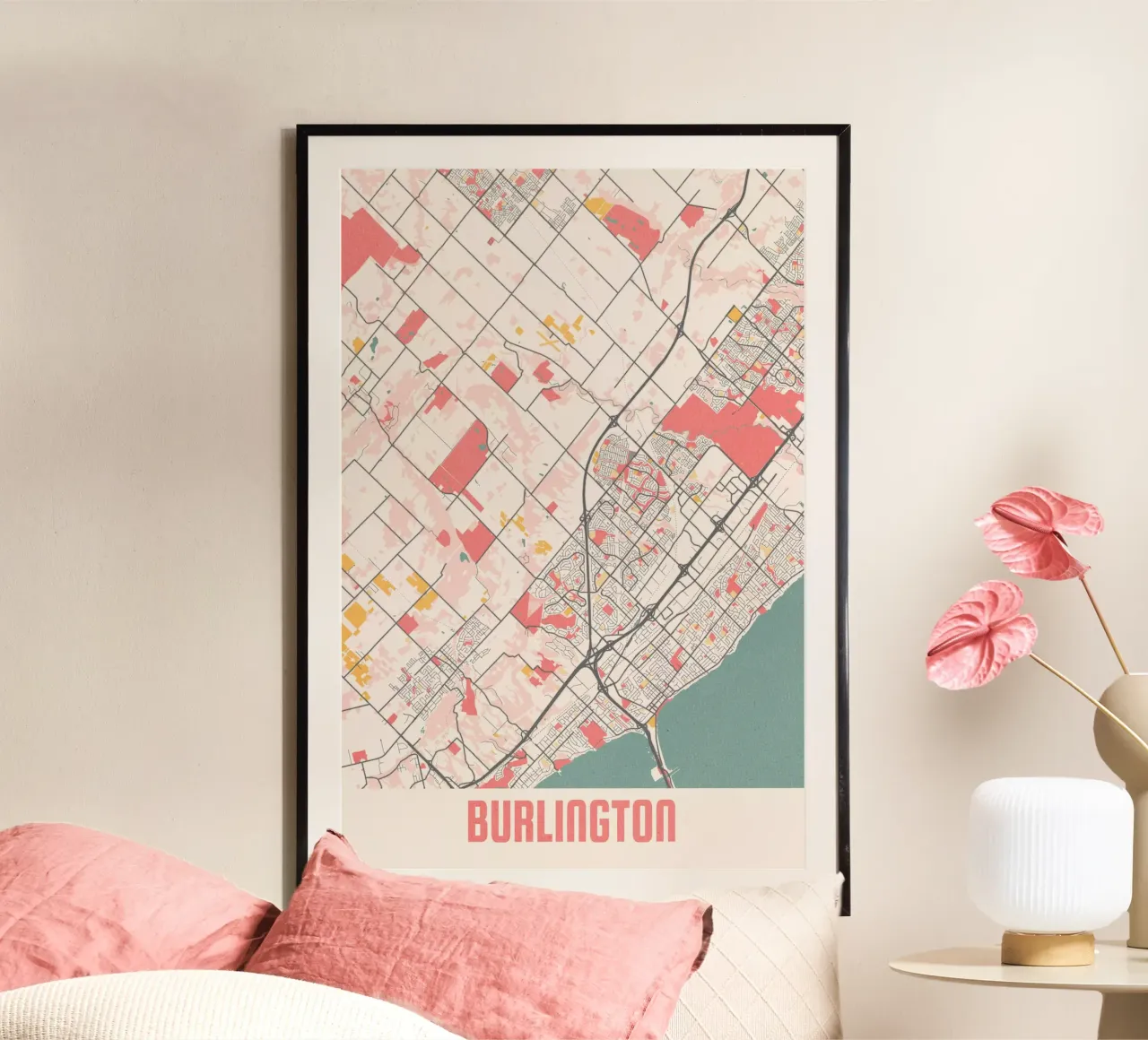 Burlington stadsplattegrond - Stijlvolle kunstdruk | FineArt Print poster van MOOODZART