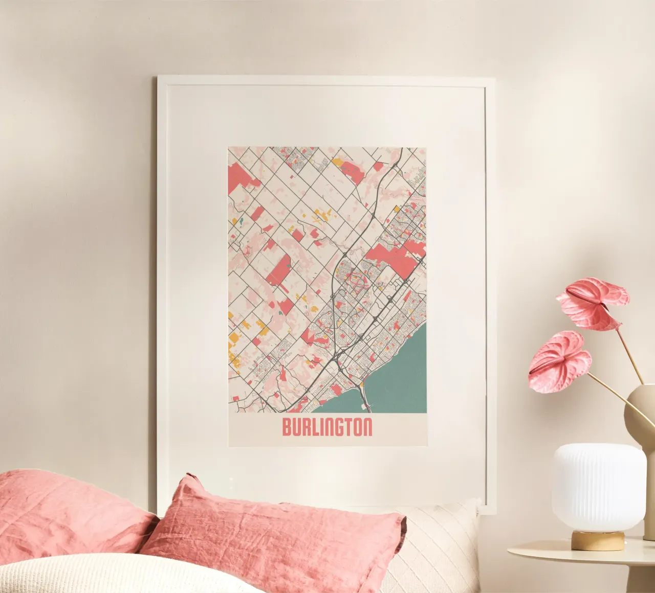 Burlington stadsplattegrond - Stijlvolle kunstdruk | FineArt Print poster van MOOODZART